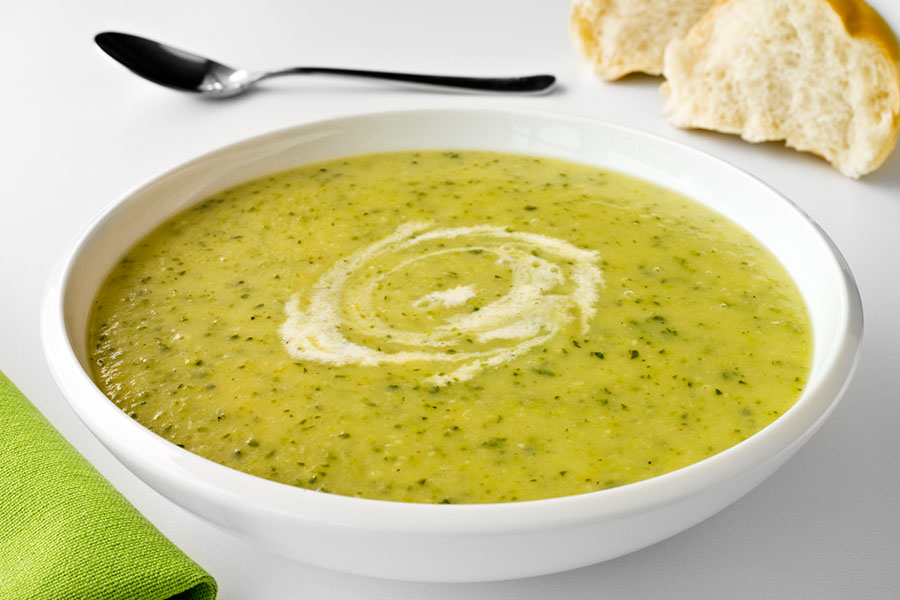 a bowl of zucchini soup